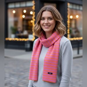 J.crew Striped Pink and Orange Scarf